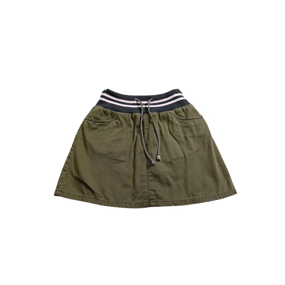 Moda International Olive Green Y2K Mini Skorts Sporty Ribbed Military Utility 0